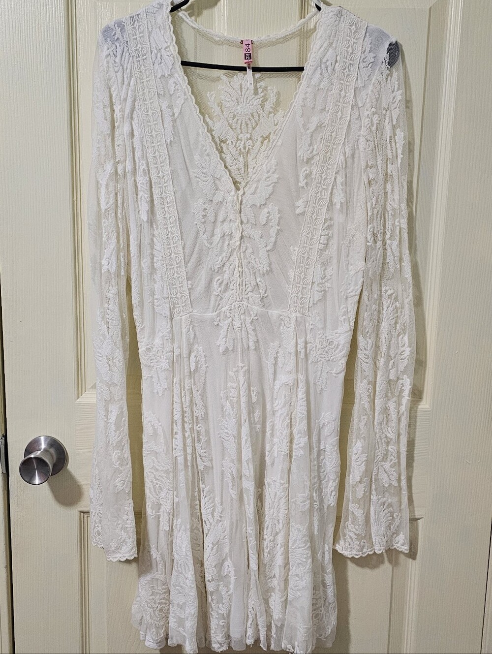 Free People White Lace Bell Sleeve Dress